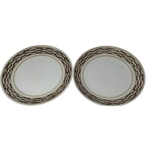 Vintage Royal China Dinner Plates‎ Basketweave Cavalier Ironstone Set of Two